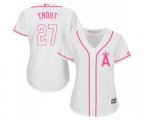 Women's Los Angeles Angels of Anaheim #27 Mike Trout Replica White Fashion Cool Base Baseball Jersey