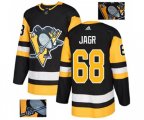 Adidas Pittsburgh Penguins #68 Jaromir Jagr Authentic Black Fashion Gold NHL Jersey