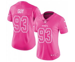 Women New England Patriots #93 Lawrence Guy Limited Pink Rush Fashion Football Jersey