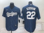 Los Angeles Dodgers #22 Clayton Kershaw Navy Blue Pinstripe Stitched MLB Cool Base Nike Jersey