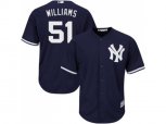 New York Yankees #51 Bernie Williams Replica Navy Blue Alternate MLB Jersey