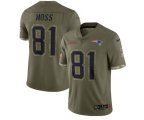 New England Patriots #81 Randy Moss 2022 Olive Salute To Service Limited Stitched Jersey