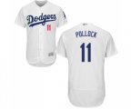 Los Angeles Dodgers #11 A. J. Pollock White Home Flex Base Authentic Collection Baseball Jersey