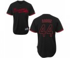 Atlanta Braves #44 Hank Aaron Replica Black Fashion Baseball Jersey