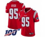 New England Patriots #95 Derek Rivers Limited Red Inverted Legend 100th Season Football Jersey