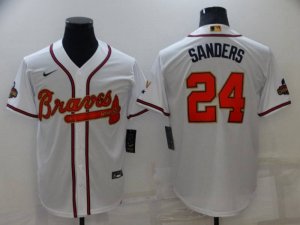 Atlanta Braves #24 Deion Sanders 2022 White Gold World Series Champions Program Cool Base Stitched Baseball Jersey