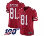 San Francisco 49ers #81 Jordan Matthews Red Team Color Vapor Untouchable Limited Player 100th Season Football Jersey