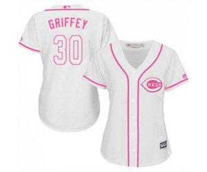Women\'s Cincinnati Reds #30 Ken Griffey Replica White Fashion Cool Base Baseball Jersey