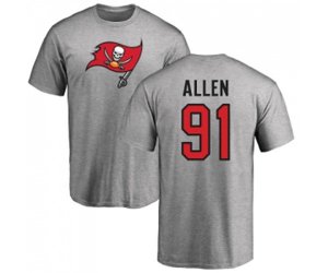 Tampa Bay Buccaneers #91 Beau Allen Ash Name & Number Logo T-Shirt