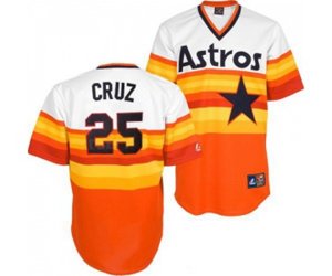 Houston Astros #25 Jose Cruz Jr. Authentic White Orange Throwback MLB Jersey