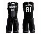 Detroit Pistons #81 Jose Calderon Authentic Black Basketball Suit Jersey - City Edition