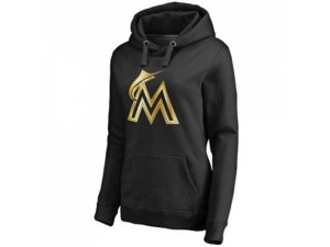 Women Miami Marlins Gold Collection Pullover Hoodie Black