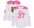 Women Vegas Golden Knights #37 Reid Duke Authentic White Pink Fashion NHL Jersey
