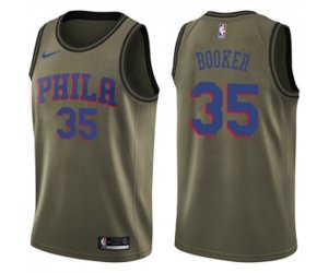 Philadelphia 76ers #35 Trevor Booker Swingman Green Salute to Service Basketball Jersey