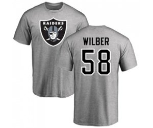 Oakland Raiders #58 Kyle Wilber Ash Name & Number Logo T-Shirt