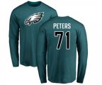 Philadelphia Eagles #71 Jason Peters Green Name & Number Logo Long Sleeve T-Shirt