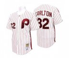 Philadelphia Phillies #32 Steve Carlton Replica White Red Strip Throwback Baseball Jersey