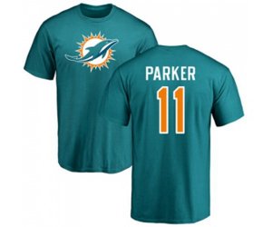 Miami Dolphins #11 DeVante Parker Aqua Green Name & Number Logo T-Shirt