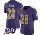 Baltimore Ravens #28 Justin Bethel Limited Purple Rush Vapor Untouchable 100th Season Football Jersey