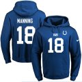 Indianapolis Colts #18 Peyton Manning Royal Blue Name & Number Pullover Hoodie