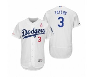 Chris Taylor Los Angeles Dodgers #3 White 2019 Mother\'s Day Flex Base Home Jersey