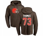 Cleveland Browns #73 Joe Thomas Brown Name & Number Logo Pullover Hoodie