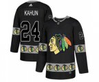 Chicago Blackhawks #24 Dominik Kahun Black Team Logo Fashion Stitched Hockey Jersey