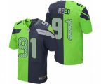 Seattle Seahawks #91 Jarran Reed Elite Navy Green Split Fashion Football Jersey