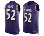 Baltimore Ravens #52 Ray Lewis Limited Purple Player Name & Number Tank Top Football Jersey