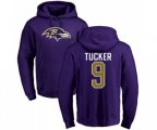 Baltimore Ravens #9 Justin Tucker Purple Name & Number Logo Pullover Hoodie