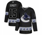 Vancouver Canucks #15 Derek Dorsett Authentic Black Team Logo Fashion NHL Jersey