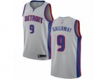 Detroit Pistons #9 Langston Galloway Authentic Silver NBA Jersey Statement Edition