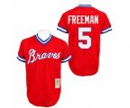 Atlanta Braves #5 Freddie Freeman Authentic Red Throwback Baseball Jersey