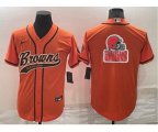 Cleveland Browns Orange Team Big Logo With Patch Cool Base Stitched Baseball Jersey