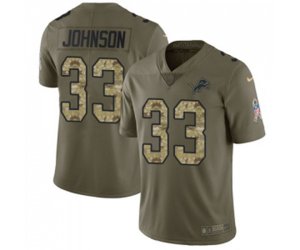 Detroit Lions #33 Kerryon Johnson Limited Olive Camo Salute to Service Football Jersey