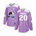 Colorado Avalanche #20 Conor Timmins Authentic Purple Fights Cancer Practice Hockey Jersey