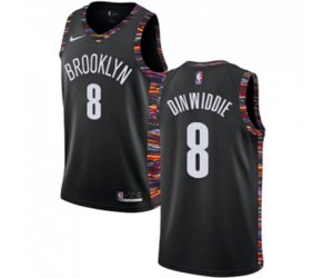 Brooklyn Nets #8 Spencer Dinwiddie Swingman Black Basketball Jersey - 2018-19 City Edition