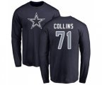 Dallas Cowboys #71 La'el Collins Navy Blue Name & Number Logo Long Sleeve T-Shirt