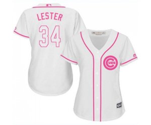 Women\'s Chicago Cubs #34 Jon Lester Authentic White Fashion Baseball Jersey