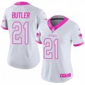 Women New England Patriots #21 Malcolm Butler Limited White Pink Rush Fashion NFL Jersey