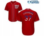 Washington Nationals #37 Stephen Strasburg Authentic Red USA Flag Fashion Baseball Jersey