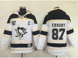 Pittsburgh Penguins #87 Sidney Crosby White Sawyer Hooded Sweatshirt Stitched NHL Jersey