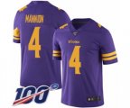 Minnesota Vikings #4 Sean Mannion Limited Purple Rush Vapor Untouchable 100th Season Football Jersey