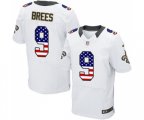New Orleans Saints #9 Drew Brees Elite White Road USA Flag Fashion Football Jersey