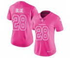 Women Houston Texans #28 Alfred Blue Limited Pink Rush Fashion Football Jersey