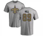 New Orleans Saints #89 Josh Hill Ash Name & Number Logo T-Shirt