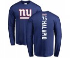 New York Giants #75 Jon Halapio Royal Blue Backer Long Sleeve T-Shirt
