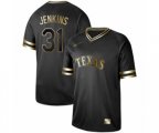 Texas Rangers #31 Ferguson Jenkins Authentic Black Gold Fashion Baseball Jersey