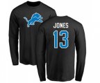 Detroit Lions #13 T.J. Jones Black Name & Number Logo Long Sleeve T-Shirt