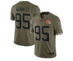 Cleveland Browns #95 Myles Garrett 2022 Olive Salute To Service Limited Stitched Jerse